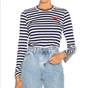 Comme Des Garçon striped navy Tee